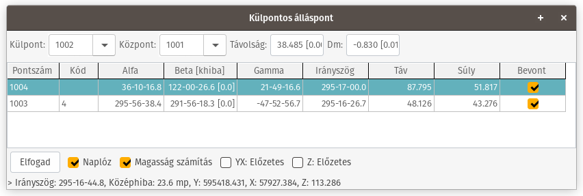 külpont számítás