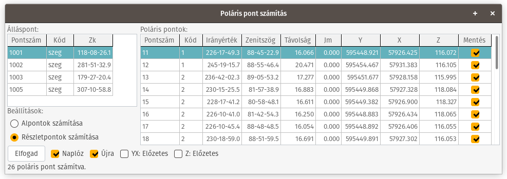 Poláris pontszámítás a YASC-ban