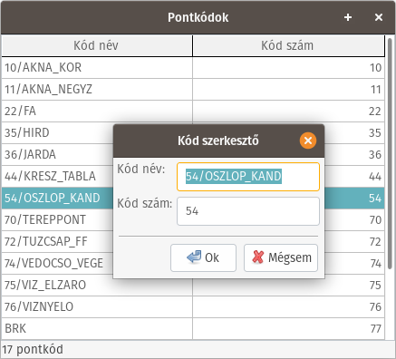 pontkódok