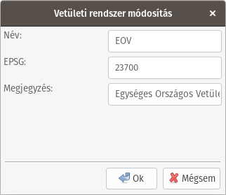 vetületi rendszer módosítás