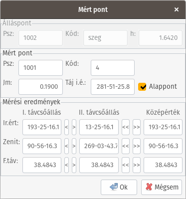 mért pont módosítás