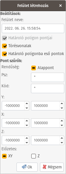 felület létrehozás